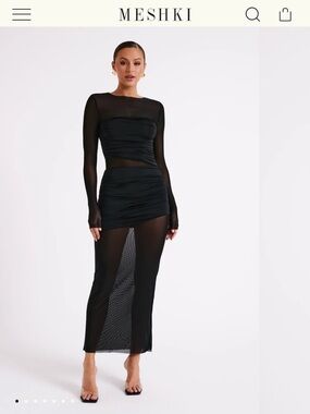 NWT Meshki Black Long Sleeve Maxi Dress